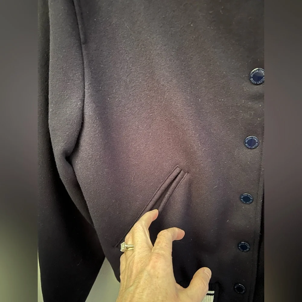 Golden Goose Dirce Navy Cropped Bomber Jacket Size 40 IT New - Picture 8 of 16